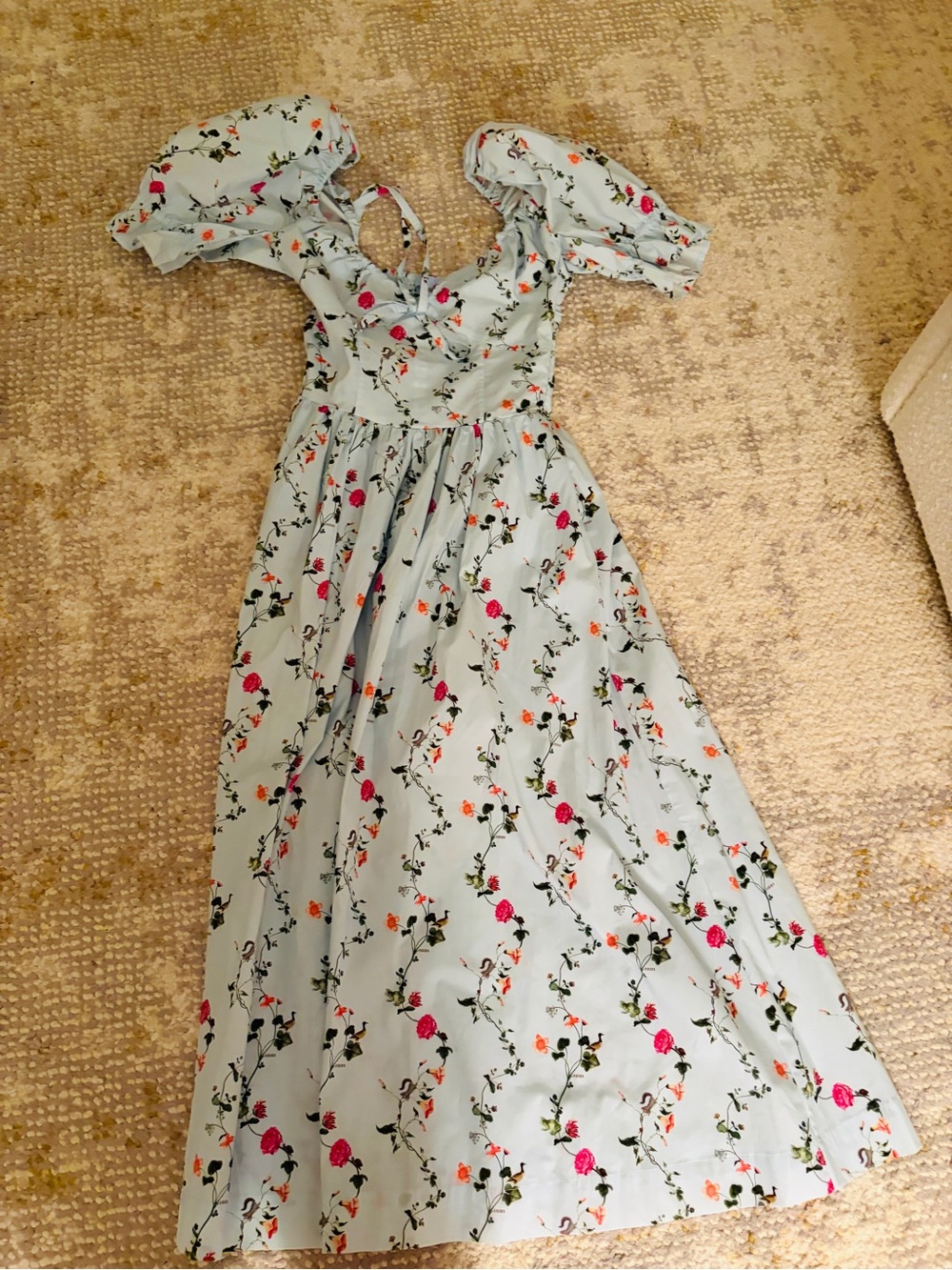 Hill House Light Blue Floral Puff-Sleeve Maxi Dress